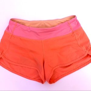 Salmon Colored Lululemon speed up shorts